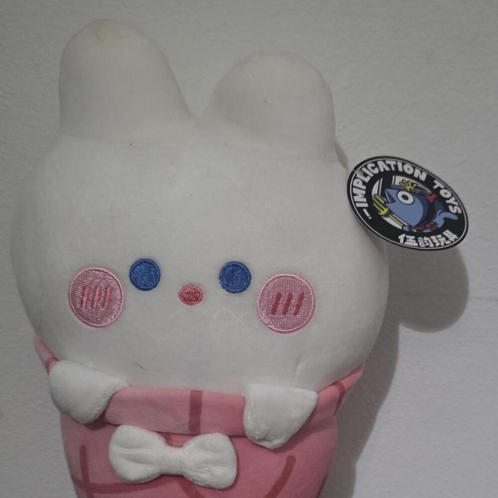 implication toys pink and white bunny plushie with bow tie #kawaii #cute